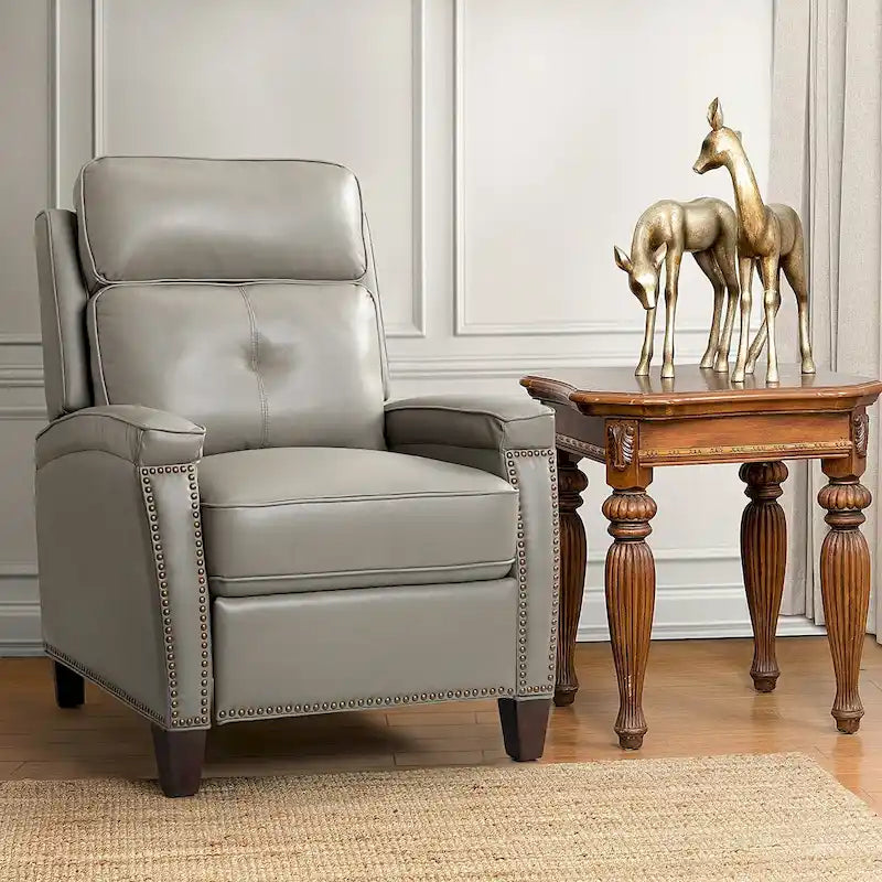 Gaspar Mid-Century Modern Pushback Recliner with Nailhead Trim by HULALA HOME-44