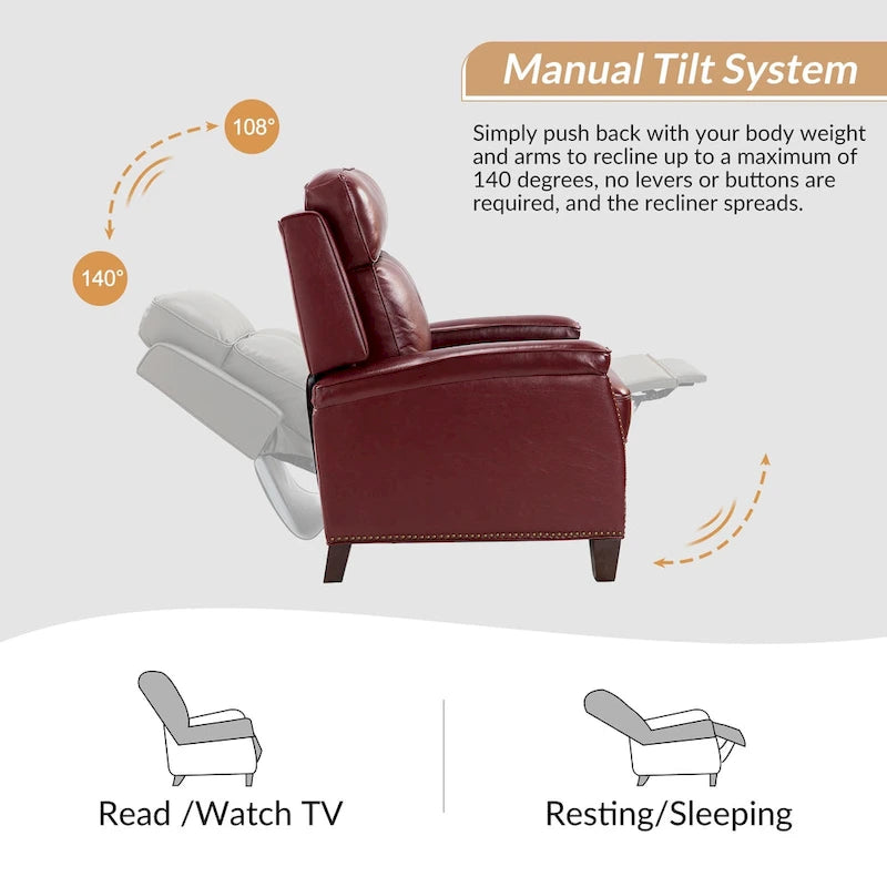 Gaspar Mid-Century Modern Pushback Recliner with Nailhead Trim by HULALA HOME-11