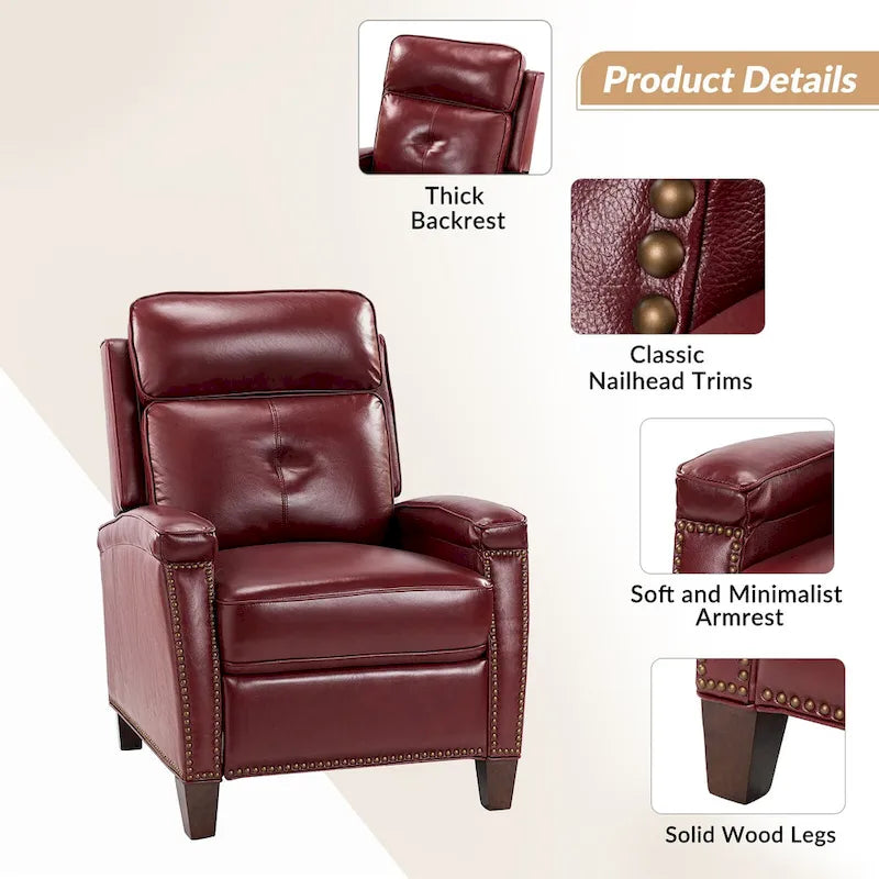 Gaspar Mid-Century Modern Pushback Recliner with Nailhead Trim by HULALA HOME-13