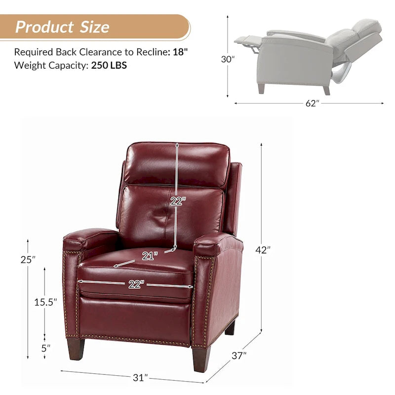 Gaspar Mid-Century Modern Pushback Recliner with Nailhead Trim by HULALA HOME-15