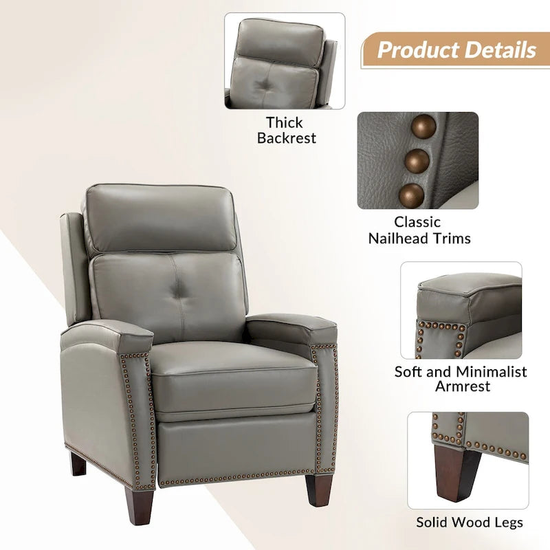 Gaspar Mid-Century Modern Pushback Recliner with Nailhead Trim by HULALA HOME-29