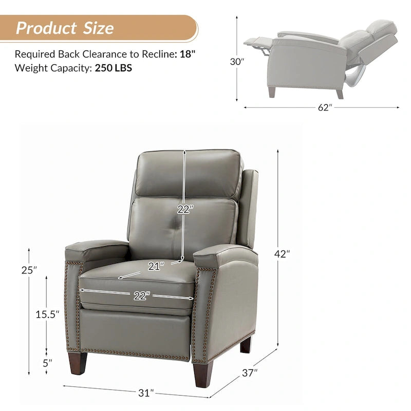 Gaspar Mid-Century Modern Pushback Recliner with Nailhead Trim by HULALA HOME-31