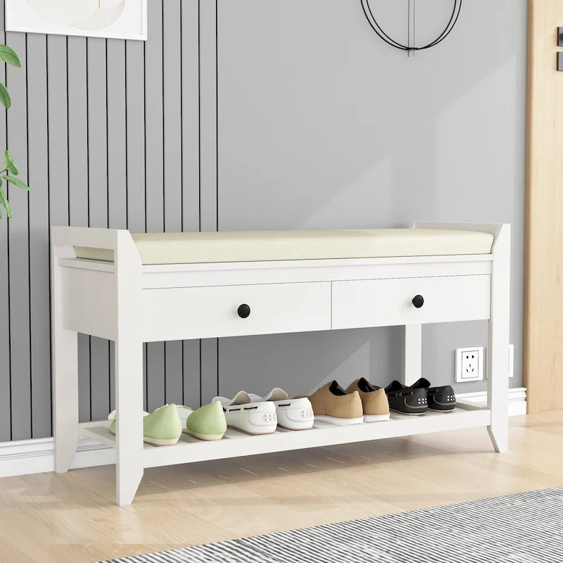 Entryway Storage Bench with Drawers-37
