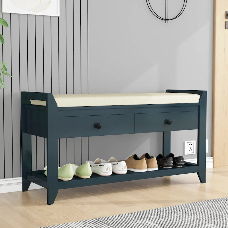 Entryway Storage Bench with Drawers-2