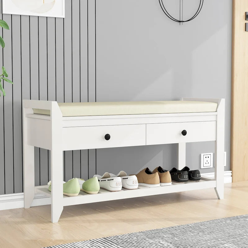 Entryway Storage Bench with Drawers-4