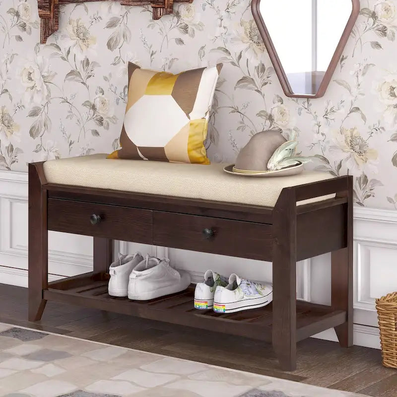 Entryway Storage Bench with Drawers-5