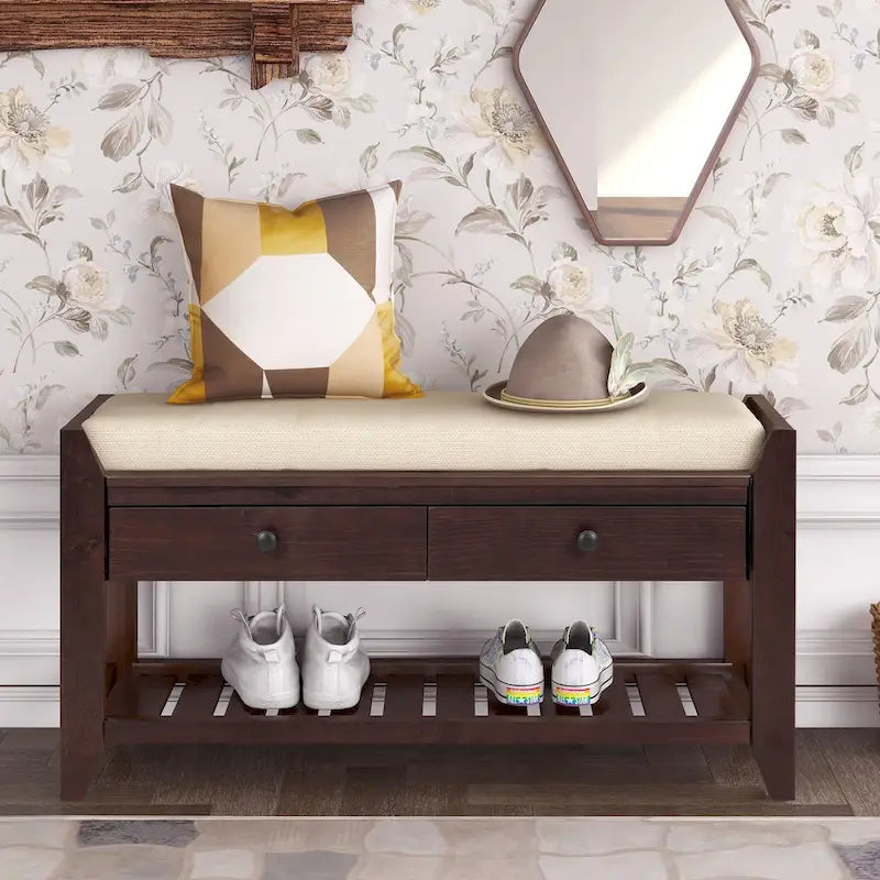 Entryway Storage Bench with Drawers-6
