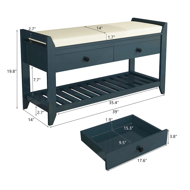 Entryway Storage Bench with Drawers-10