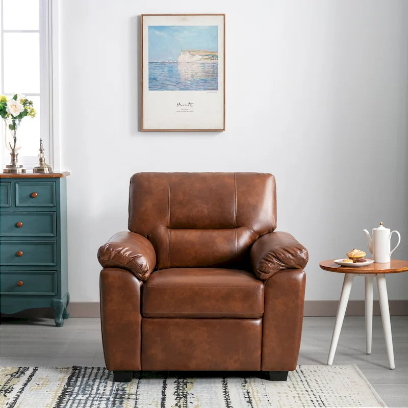 Morden Fort Upholstered Living Room Set, 2 Pieces - Faux Leather chair, Loveseat-21