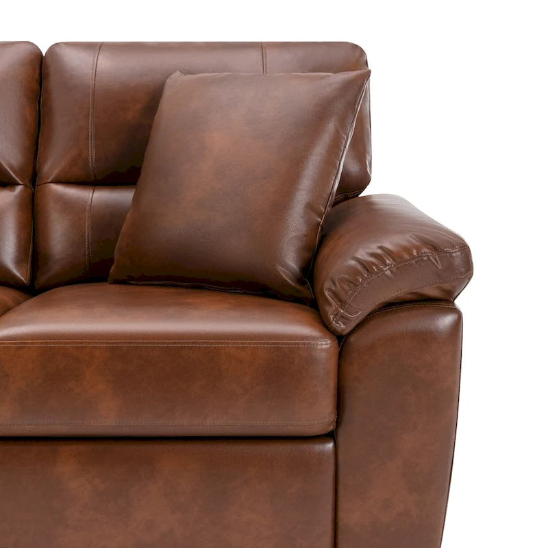 Morden Fort Upholstered Living Room Set, 2 Pieces - Faux Leather chair, Loveseat-27