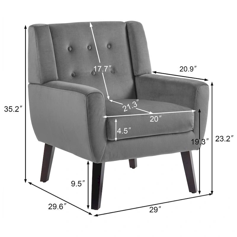 Set of 2 Velvet Living Room Accent Chair Upholstered Armchair-14