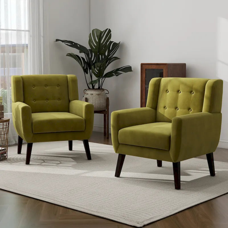 Set of 2 Velvet Living Room Accent Chair Upholstered Armchair-18
