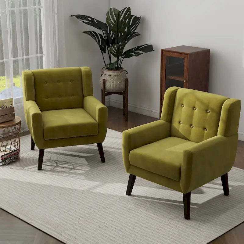 Set of 2 Velvet Living Room Accent Chair Upholstered Armchair-19