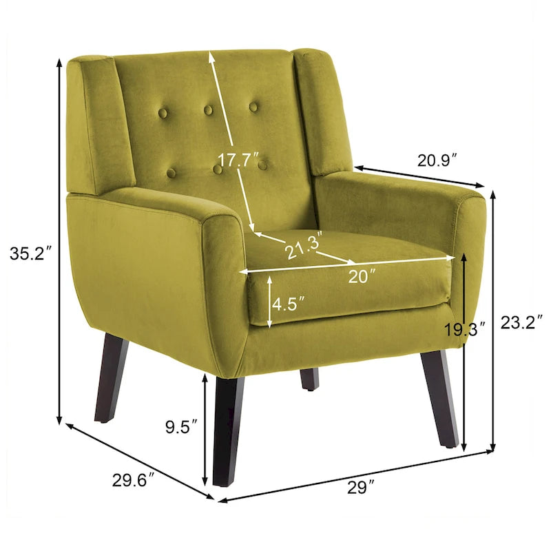 Set of 2 Velvet Living Room Accent Chair Upholstered Armchair-21