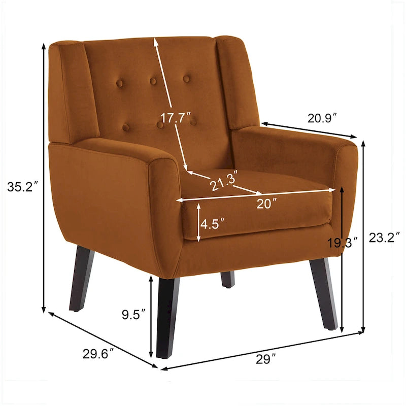 Set of 2 Velvet Living Room Accent Chair Upholstered Armchair-28
