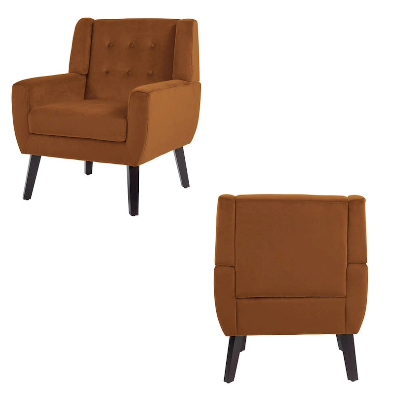 Set of 2 Velvet Living Room Accent Chair Upholstered Armchair-29
