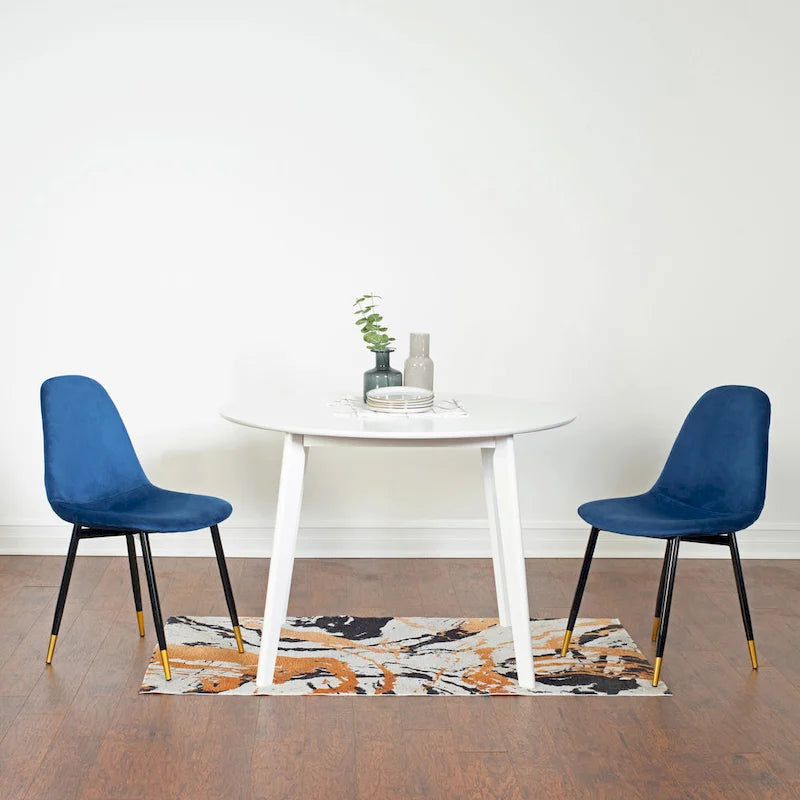 Roundhill Furniture Lassan Contemporary 5-Piece Dining Set, White Round Table and 4 Chairs-2