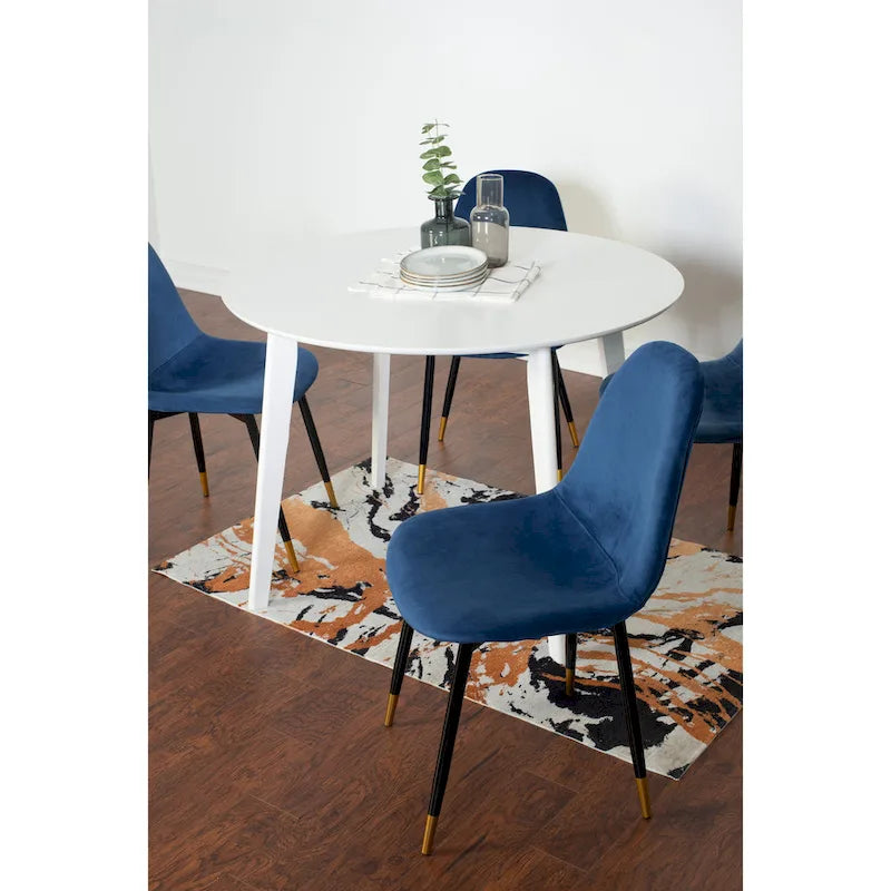 Roundhill Furniture Lassan Contemporary 5-Piece Dining Set, White Round Table and 4 Chairs-3