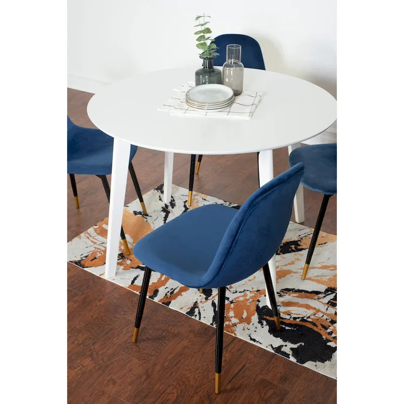 Roundhill Furniture Lassan Contemporary 5-Piece Dining Set, White Round Table and 4 Chairs-6