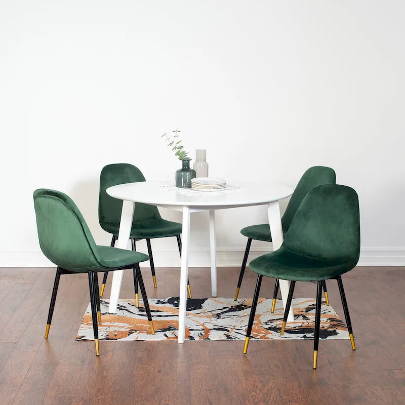 Roundhill Furniture Lassan Contemporary 5-Piece Dining Set, White Round Table and 4 Chairs-12