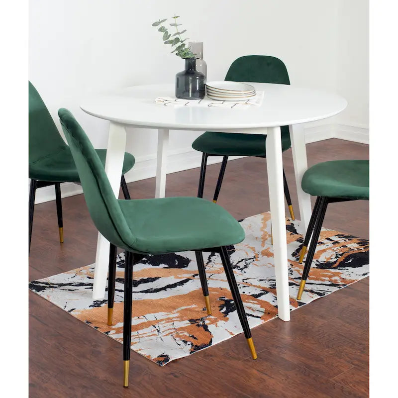 Roundhill Furniture Lassan Contemporary 5-Piece Dining Set, White Round Table and 4 Chairs-14