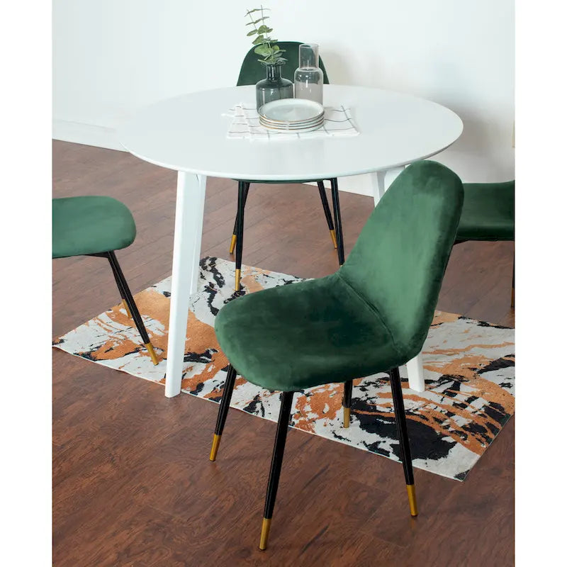 Roundhill Furniture Lassan Contemporary 5-Piece Dining Set, White Round Table and 4 Chairs-15