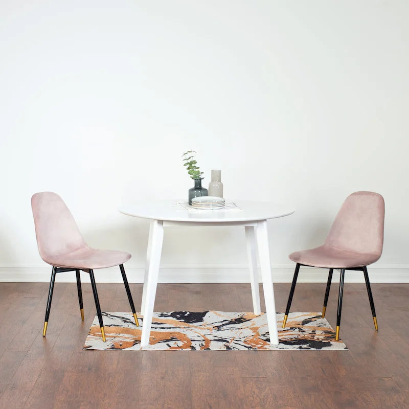 Roundhill Furniture Lassan Contemporary 5-Piece Dining Set, White Round Table and 4 Chairs-22