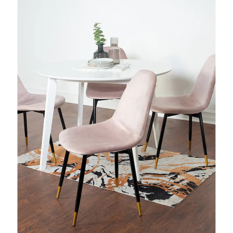 Roundhill Furniture Lassan Contemporary 5-Piece Dining Set, White Round Table and 4 Chairs-23