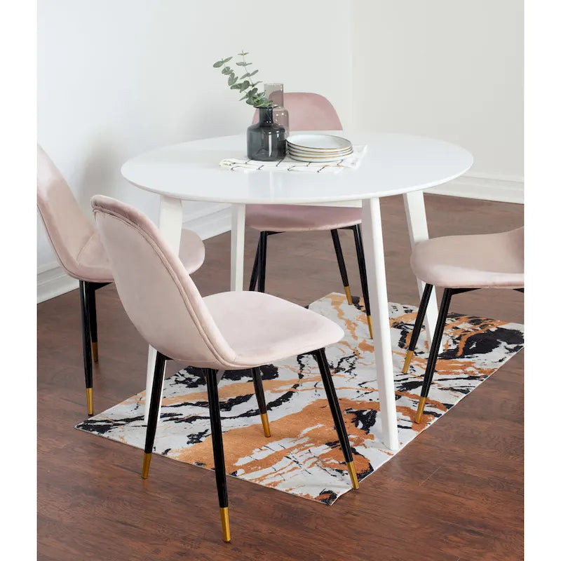 Roundhill Furniture Lassan Contemporary 5-Piece Dining Set, White Round Table and 4 Chairs-24