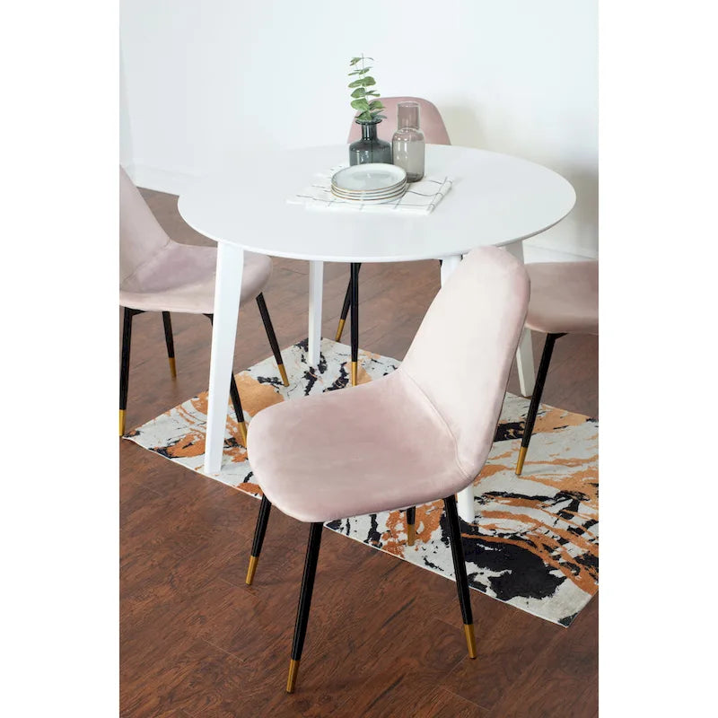 Roundhill Furniture Lassan Contemporary 5-Piece Dining Set, White Round Table and 4 Chairs-25