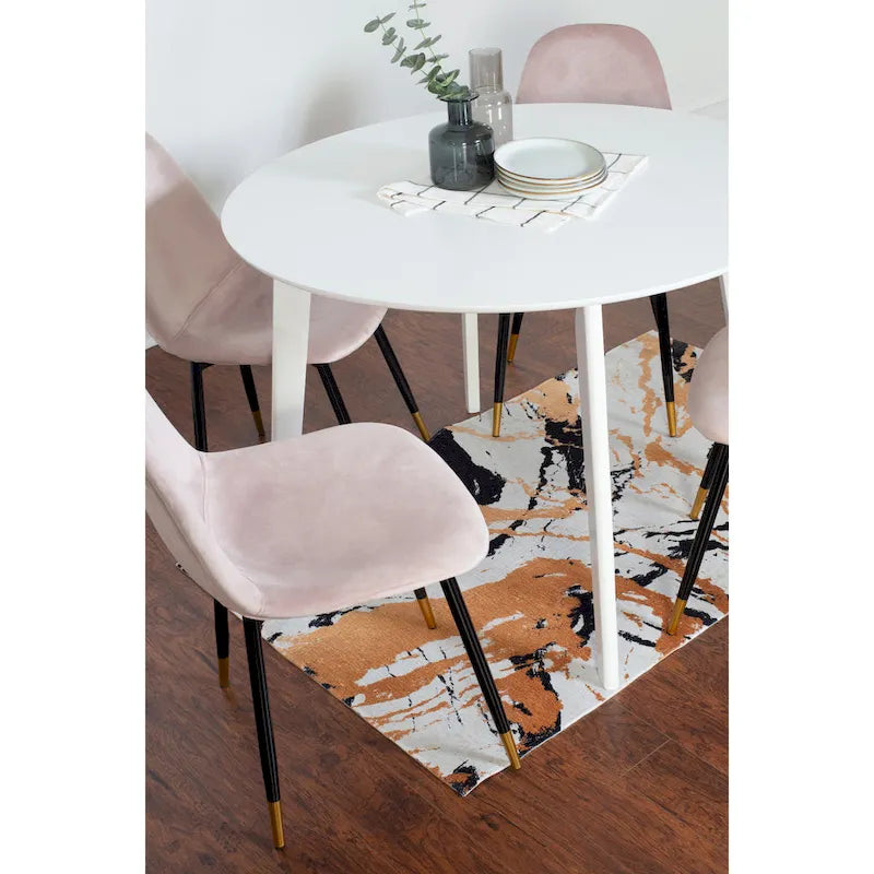 Roundhill Furniture Lassan Contemporary 5-Piece Dining Set, White Round Table and 4 Chairs-26