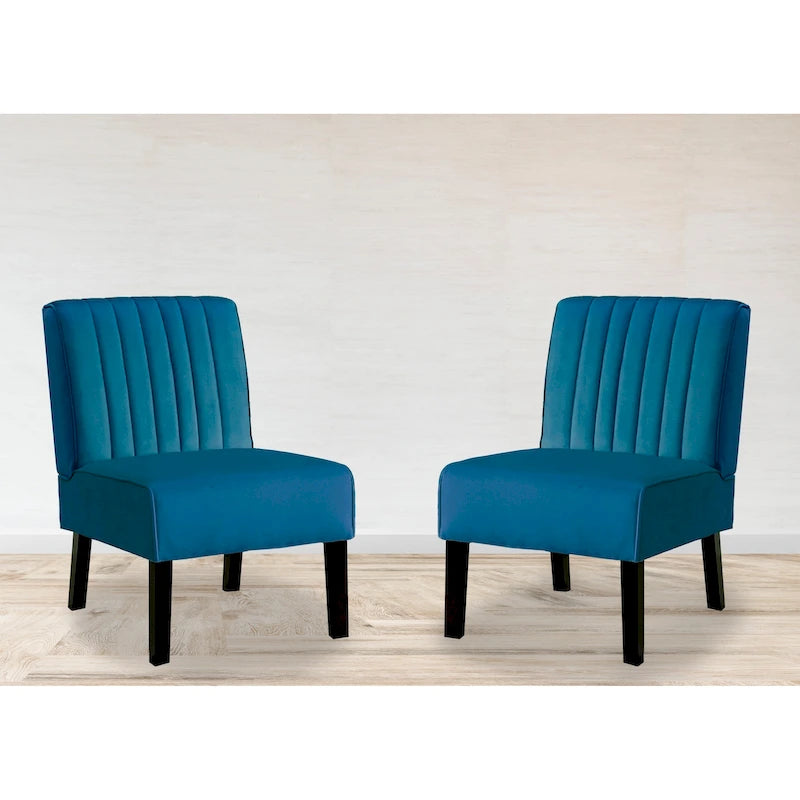 US Pride Nightingale Velvet Stripe Back Accent Chair Set of 2-13