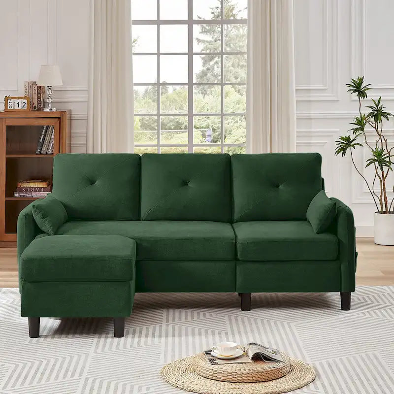 77.36 Inches Modern Sectional Sofa with Reversible Ottoman and Side Storage Pocket-6