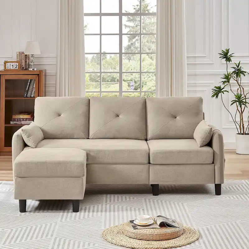 77.36 Inches Modern Sectional Sofa with Reversible Ottoman and Side Storage Pocket-21