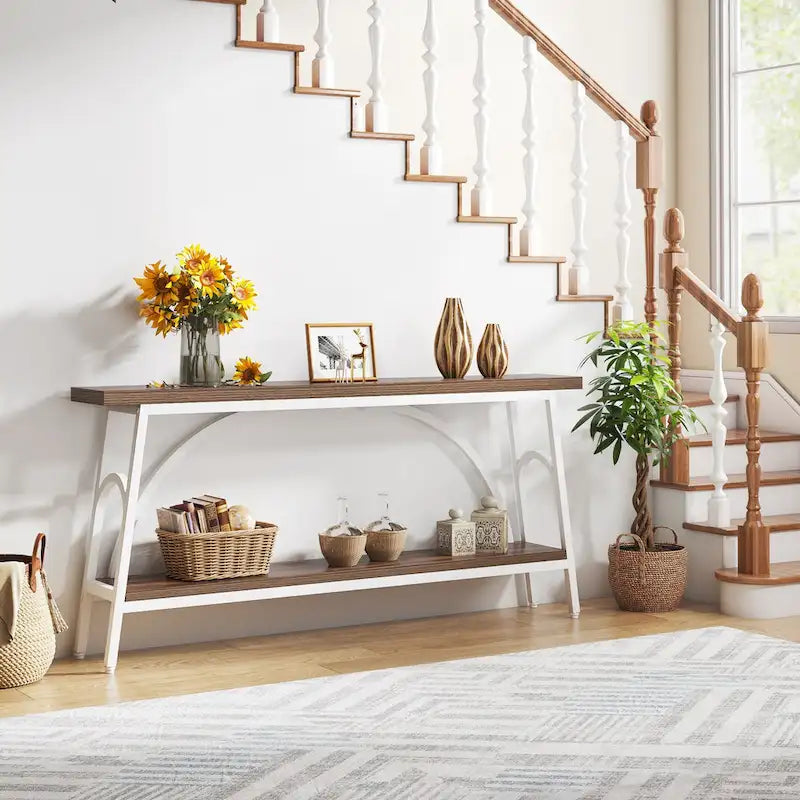 70.8Sofa Tables, 2 Tier Extra Long Console Tables for Entryway-2
