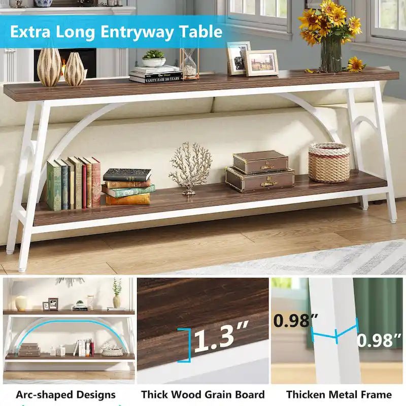 70.8Sofa Tables, 2 Tier Extra Long Console Tables for Entryway-7