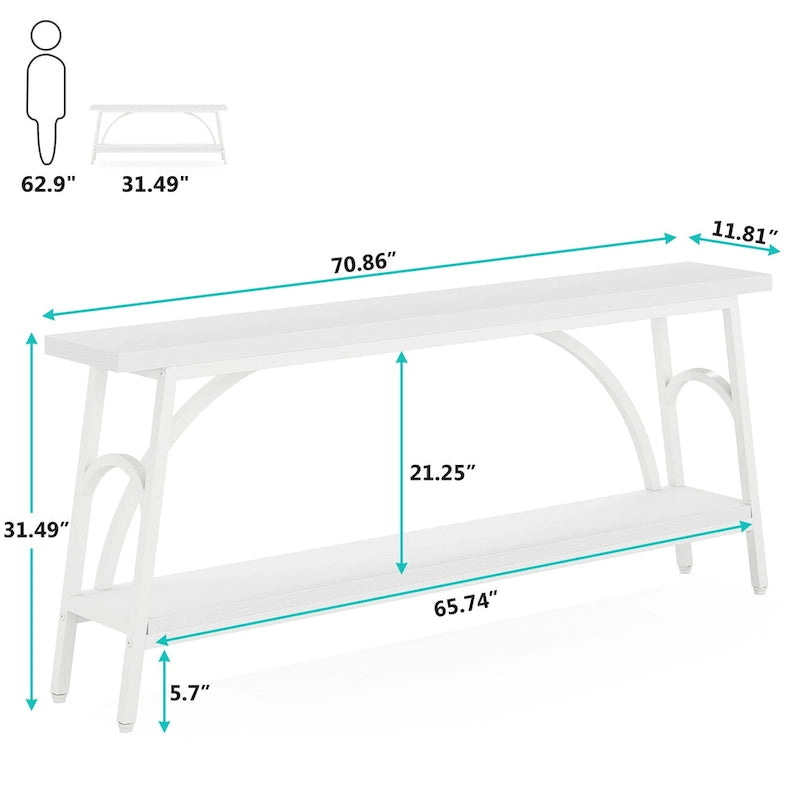 70.8Sofa Tables, 2 Tier Extra Long Console Tables for Entryway-9