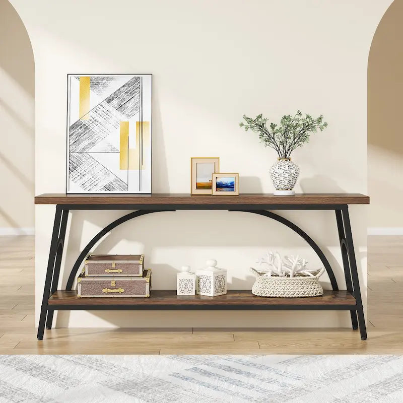 70.8Sofa Tables, 2 Tier Extra Long Console Tables for Entryway-16