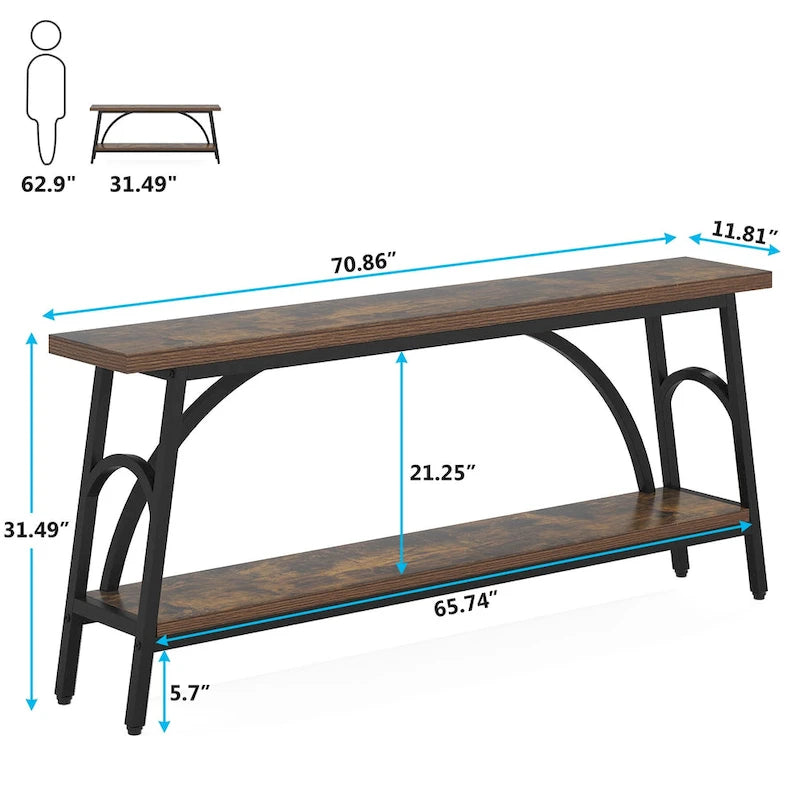 70.8Sofa Tables, 2 Tier Extra Long Console Tables for Entryway-19
