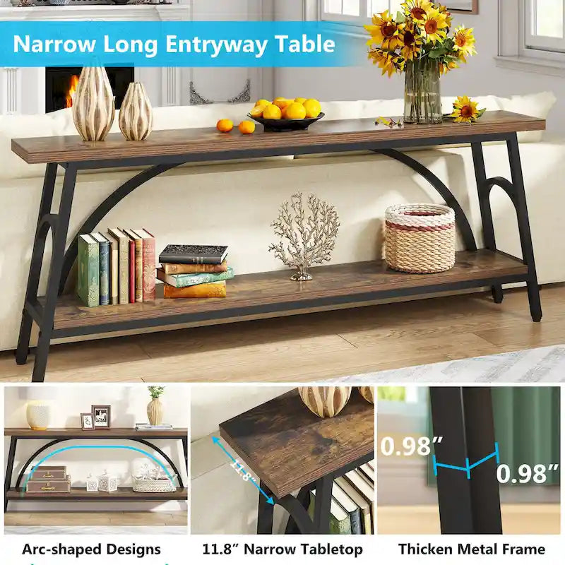 70.8Sofa Tables, 2 Tier Extra Long Console Tables for Entryway-20