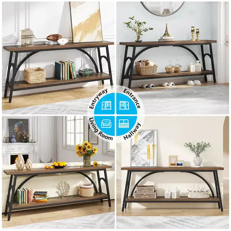 70.8Sofa Tables, 2 Tier Extra Long Console Tables for Entryway-21