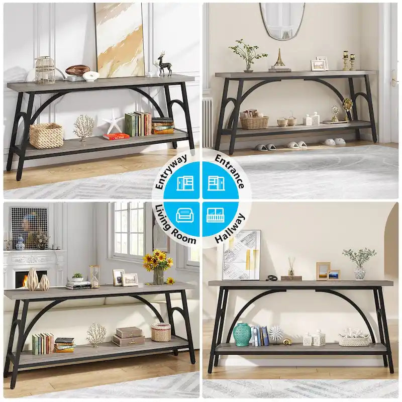 70.8Sofa Tables, 2 Tier Extra Long Console Tables for Entryway-25