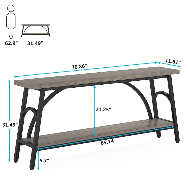 70.8Sofa Tables, 2 Tier Extra Long Console Tables for Entryway-26