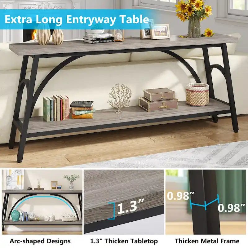 70.8Sofa Tables, 2 Tier Extra Long Console Tables for Entryway-27