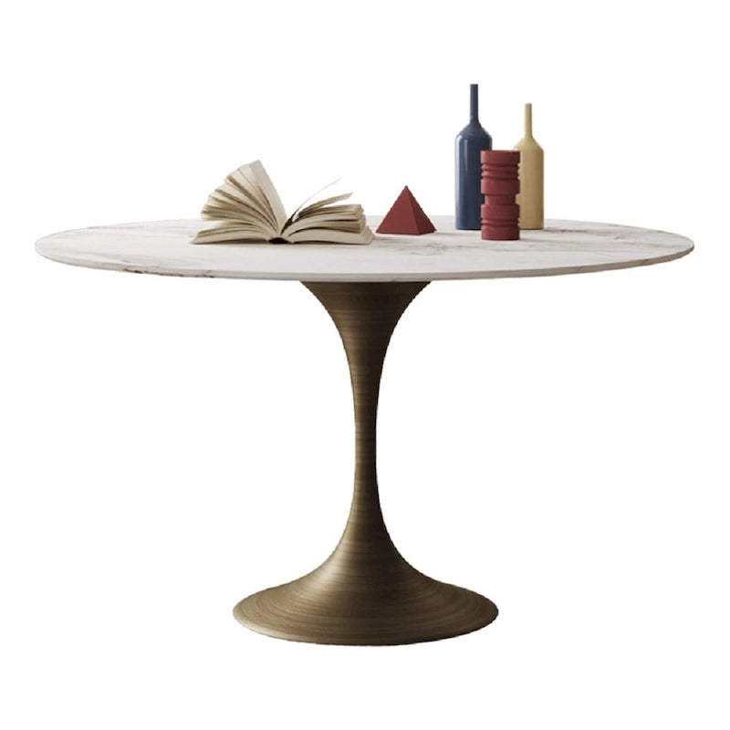 JASIWAY Modern Faux Marble Top Iron Pedestal Dining Table-18