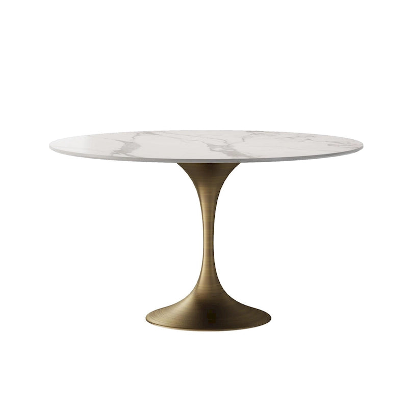 JASIWAY Modern Faux Marble Top Iron Pedestal Dining Table-19