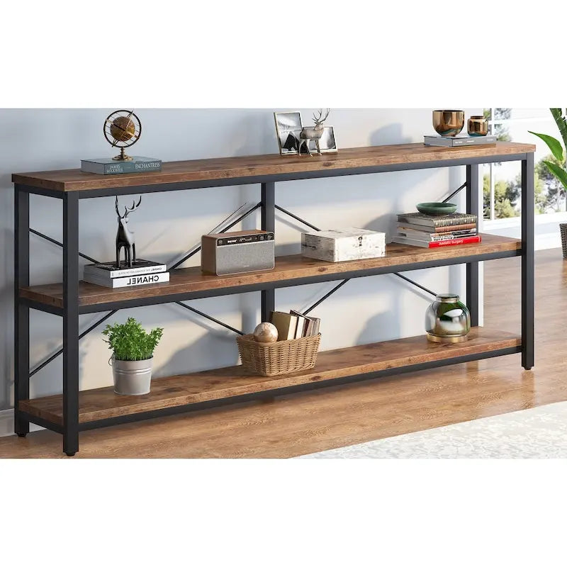 70.8 Inches Console Table 3 Tiers TV Stand Sofa Table-19
