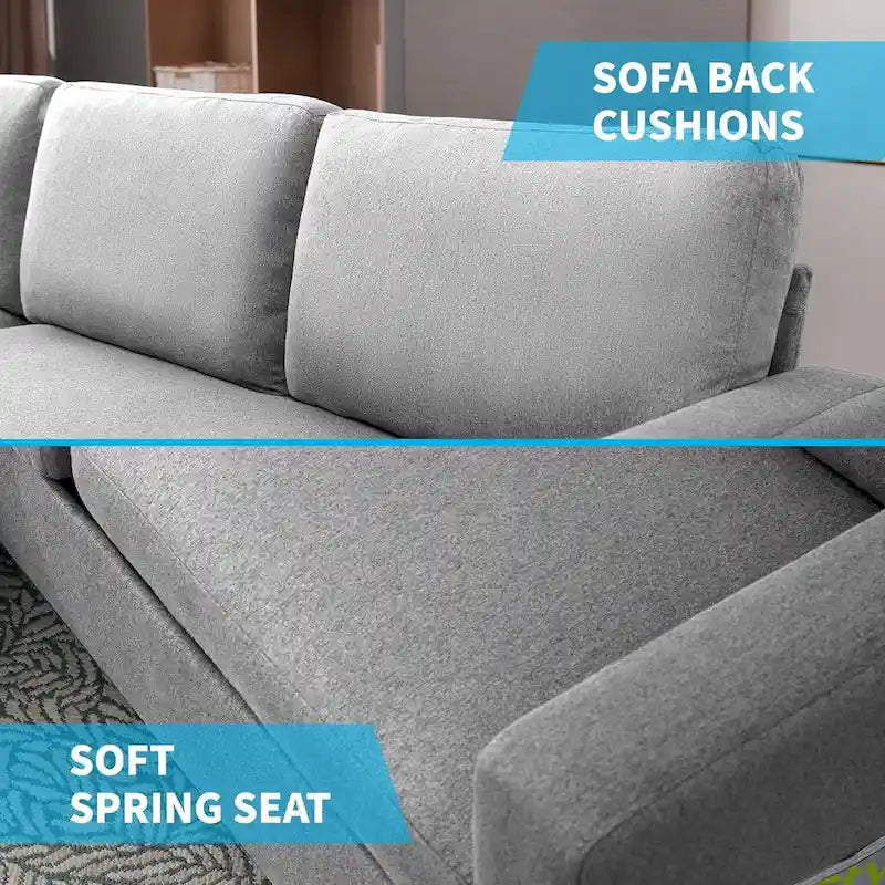 Mixoy Convertible L-Shaped Sectional 3-Seat Sofa with Storage Ottoman,Reversible Chaise - 85.83in x 27.95in x 30.71in-18
