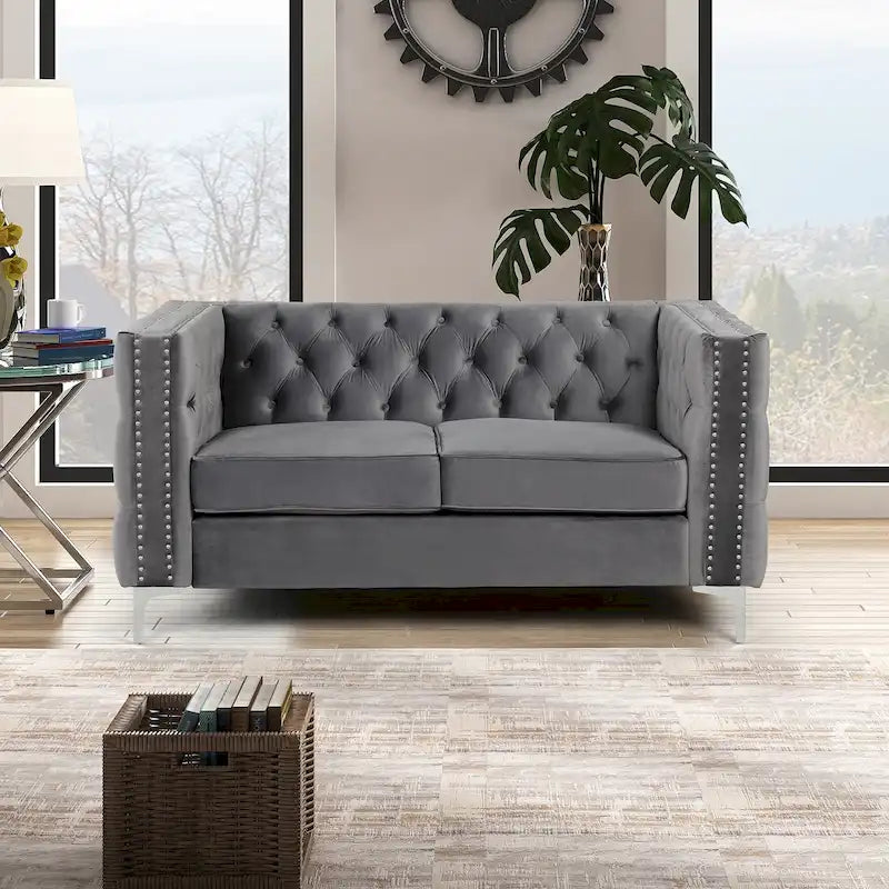 Morden Fort Modern Loveseat with Deep Dutch Velvet Iron Legs-24