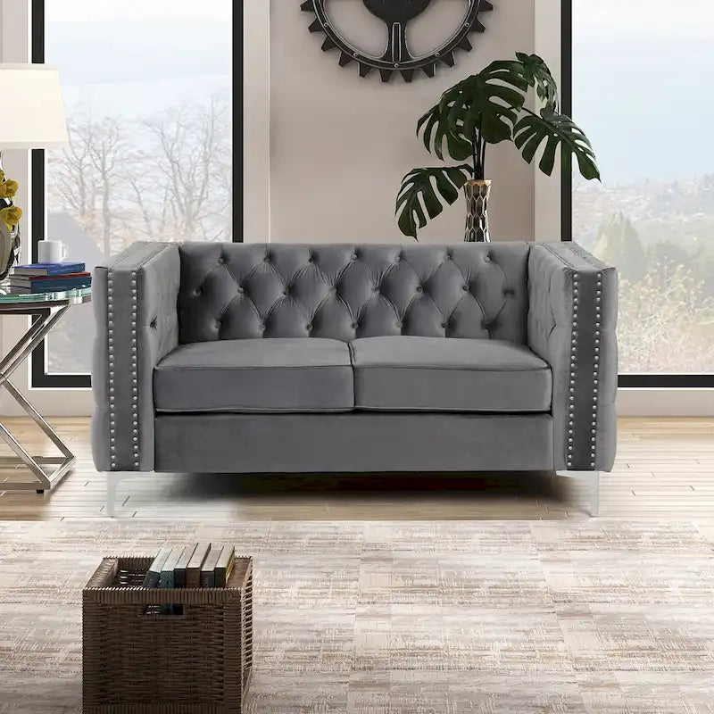 Morden Fort Modern Loveseat with Deep Dutch Velvet Iron Legs-2